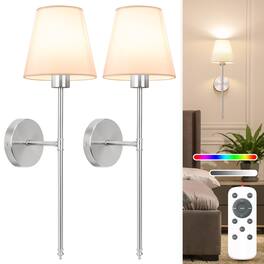 Dazzed Corner - Battery Operated Wall Sconce Set of 2,with 5200mAh Dimmable Detachable Bulbs and Remote