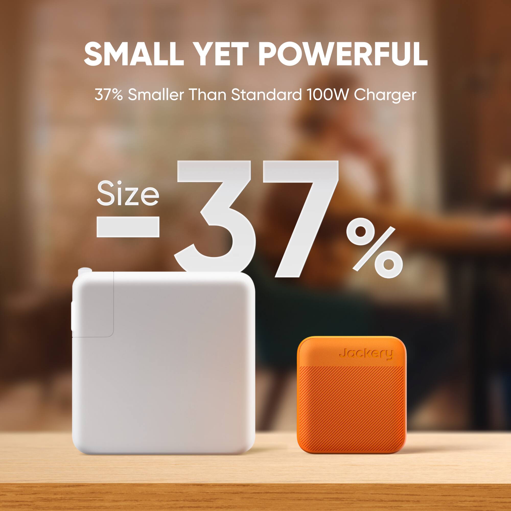 SMALL YET POWERFUL  
37% Smaller Than Standard 100W Charger  
Size = 37%