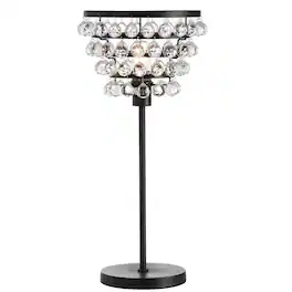 Jonathan Y - Buckingham 25" Crystal/Metal Table Lamp, /Clear - Bronze