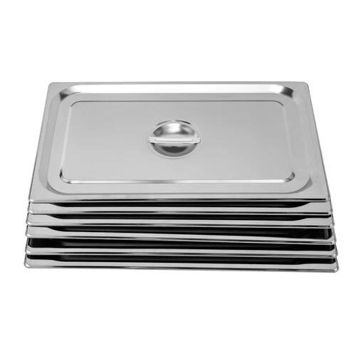 Alt View 2. Home Collection - 6 Pack Stainless Steel Steam Table Lids Set 1/1 Size Commercial Food Pan Covers - Silver.