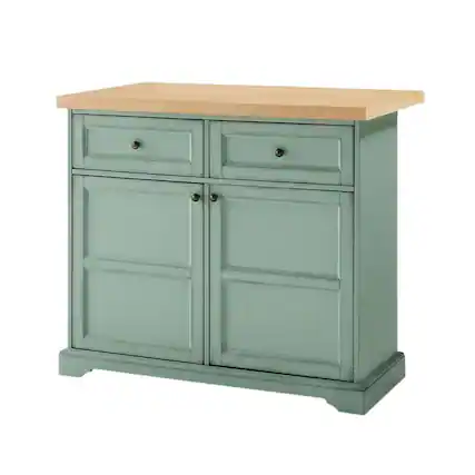 Front. Crosley Furniture - Holbrook Kitchen Island - Distressed Seafoam Blue.