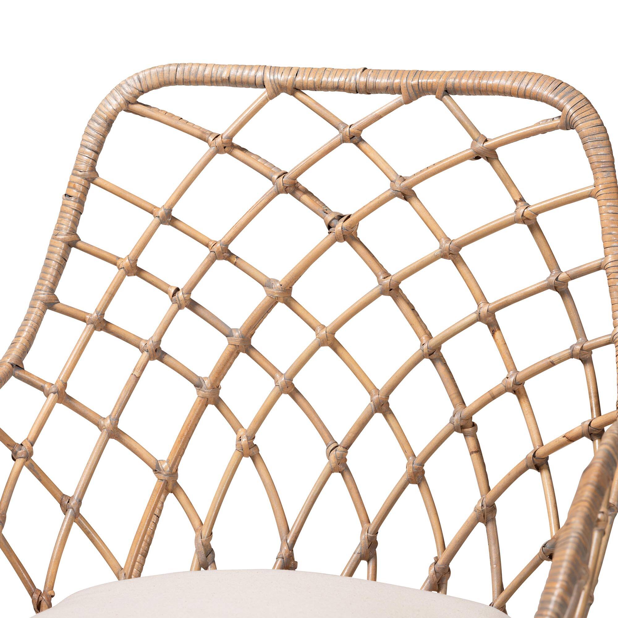 Back. bali & pari - Ballerina Modern Bohemian Rattan and Finished Wood 2-Piece Dining Chair Set - Greywash/Natural Brown/White.