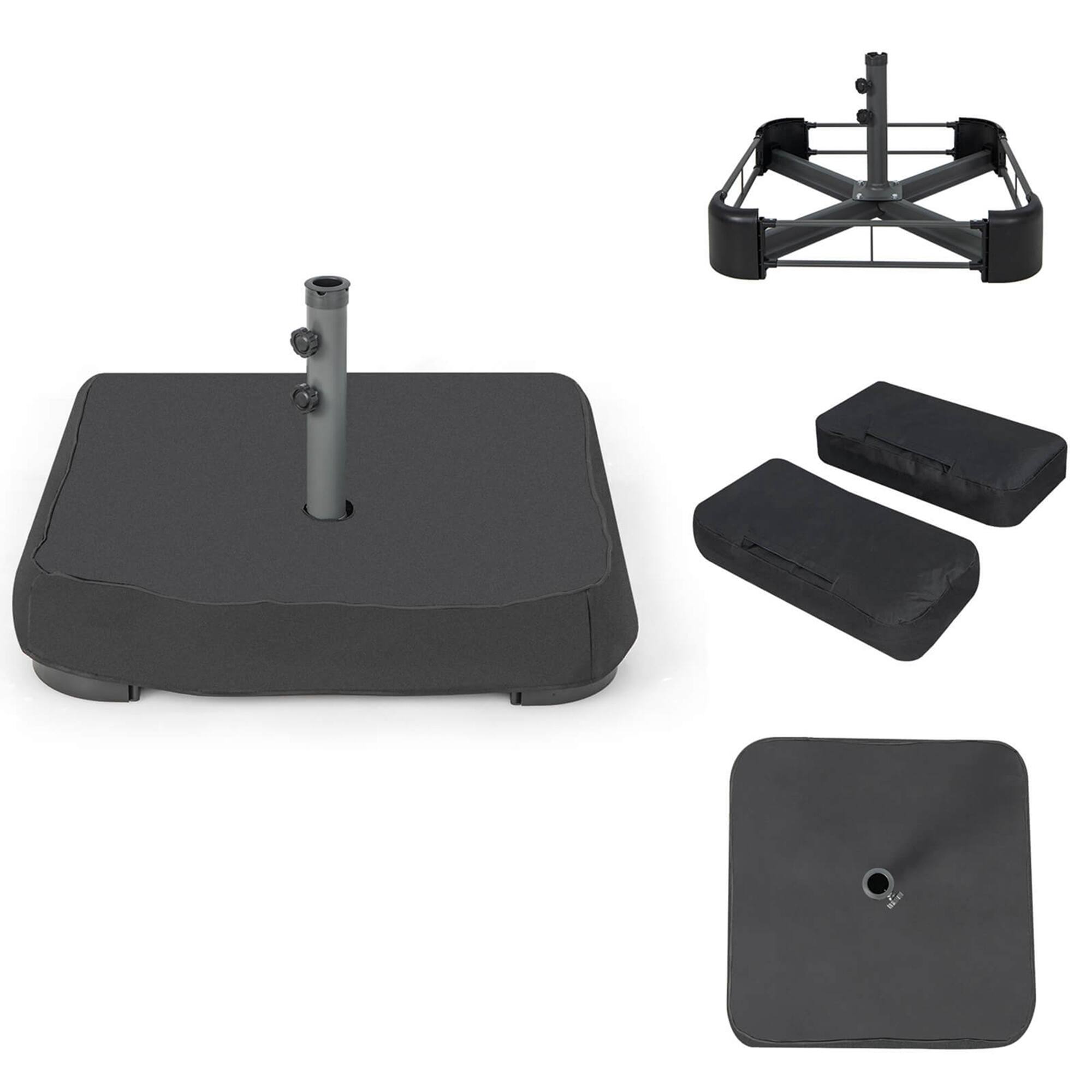Alt View 1. Costway - Patio Market Offset Umbrella Stand Holder Base Sand Filled Sandbags 220lbs - Black.