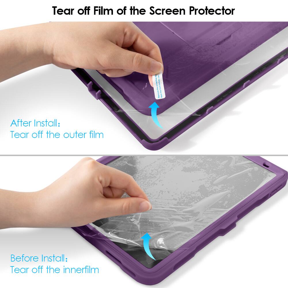 Tear off Film of the Screen Protector

After Install:
Tear off the outer film

Before Install:
Tear off the inner film