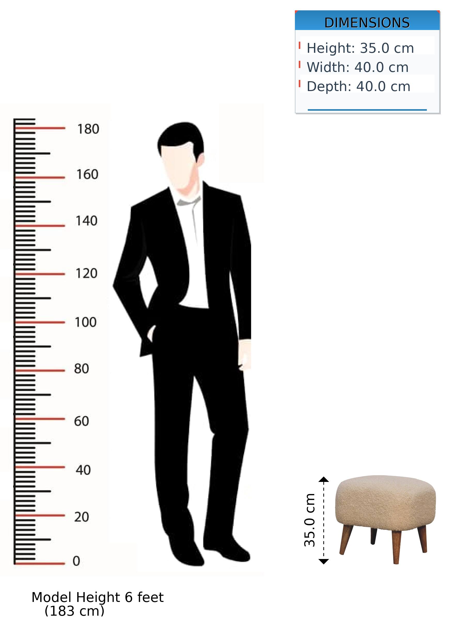 DIMENSIONS  
Height: 35.0 cm  
Width: 40.0 cm  
Depth: 40.0 cm  

Model Height: 6 feet (183 cm)