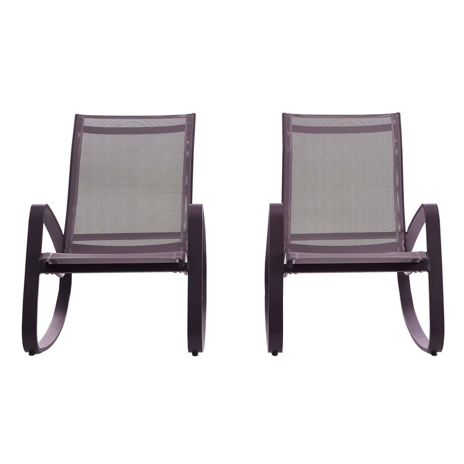 Alt View 2. Modway - Traveler Outdoor Patio Mesh Sling Rocking Lounge Chair Set of 2 by Modway - Black Black.