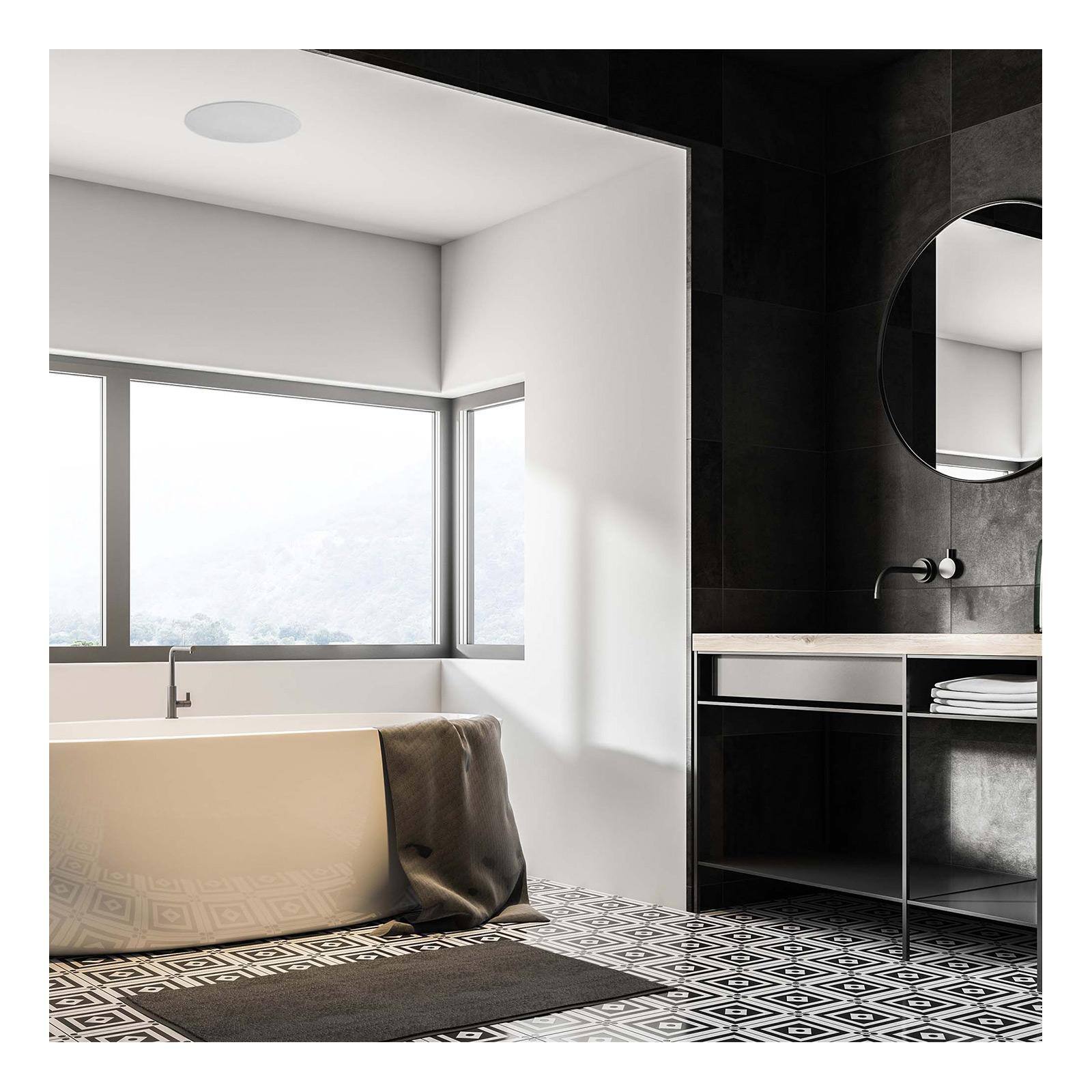 Alt View 3. Lithe Audio - All-in-one IP44 Wi-Fi Multi-Room Ceiling Speaker (Single) - Black.