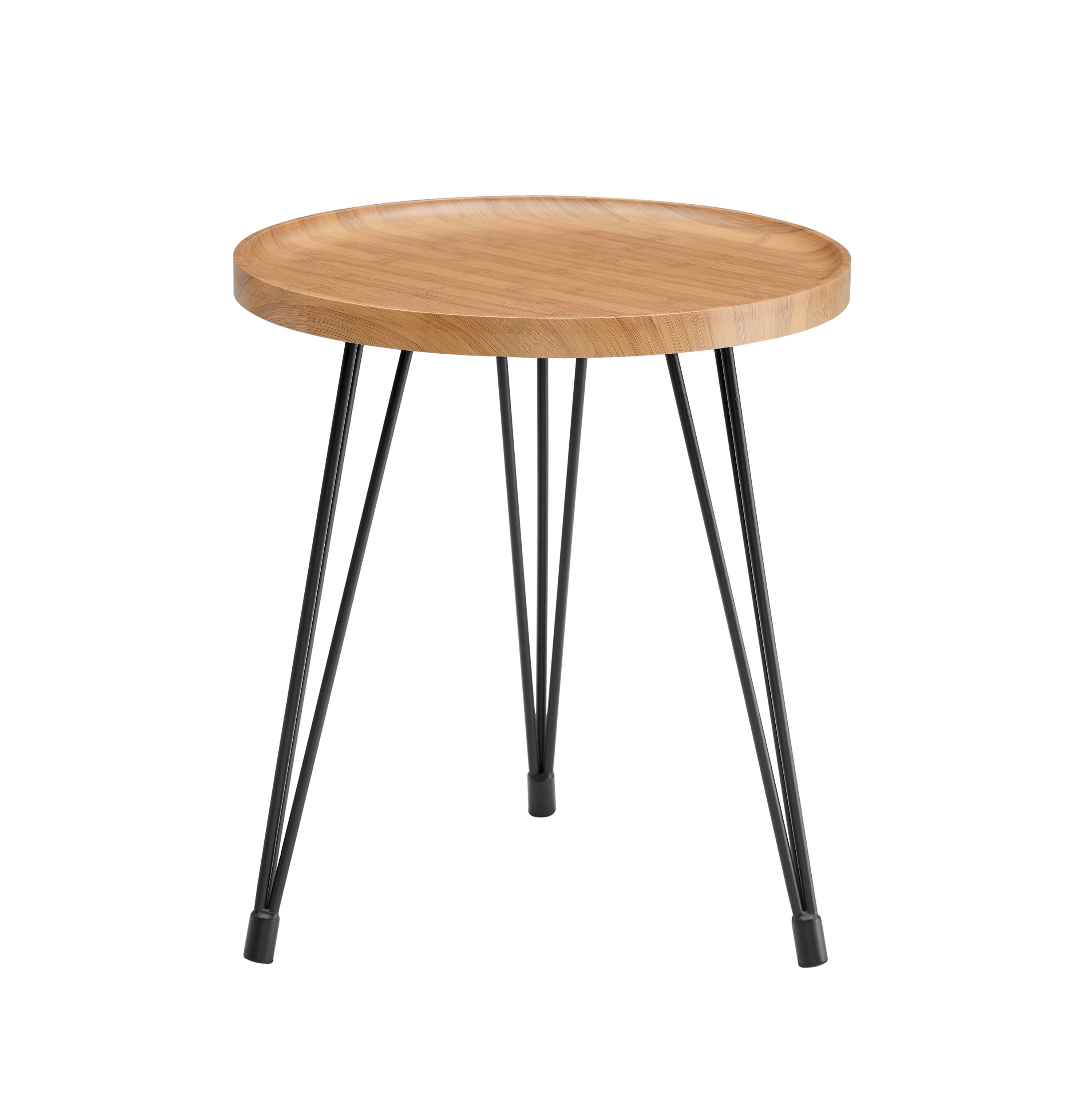 Front. Danya B - Tadao Raised Lip Edge Side Table - Round - Bamboo - Bamboo, Black.