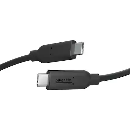 Front. Plugable - USB-C Cable - USB-IF Certified,1m,10Gbps,PD Support, Driverless - Black.