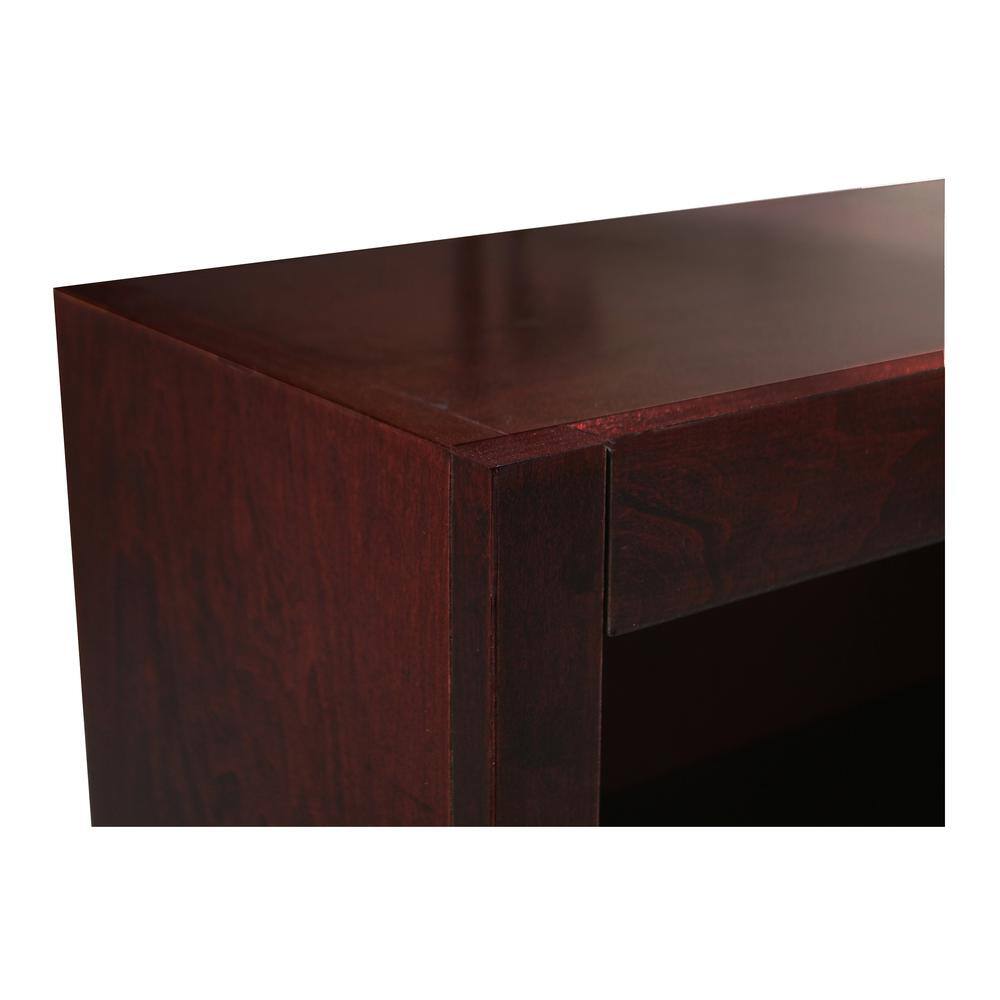 Back. Concepts in Wood - Single Wide Bookcase 5 Shelves Cherry Finish - Red.
