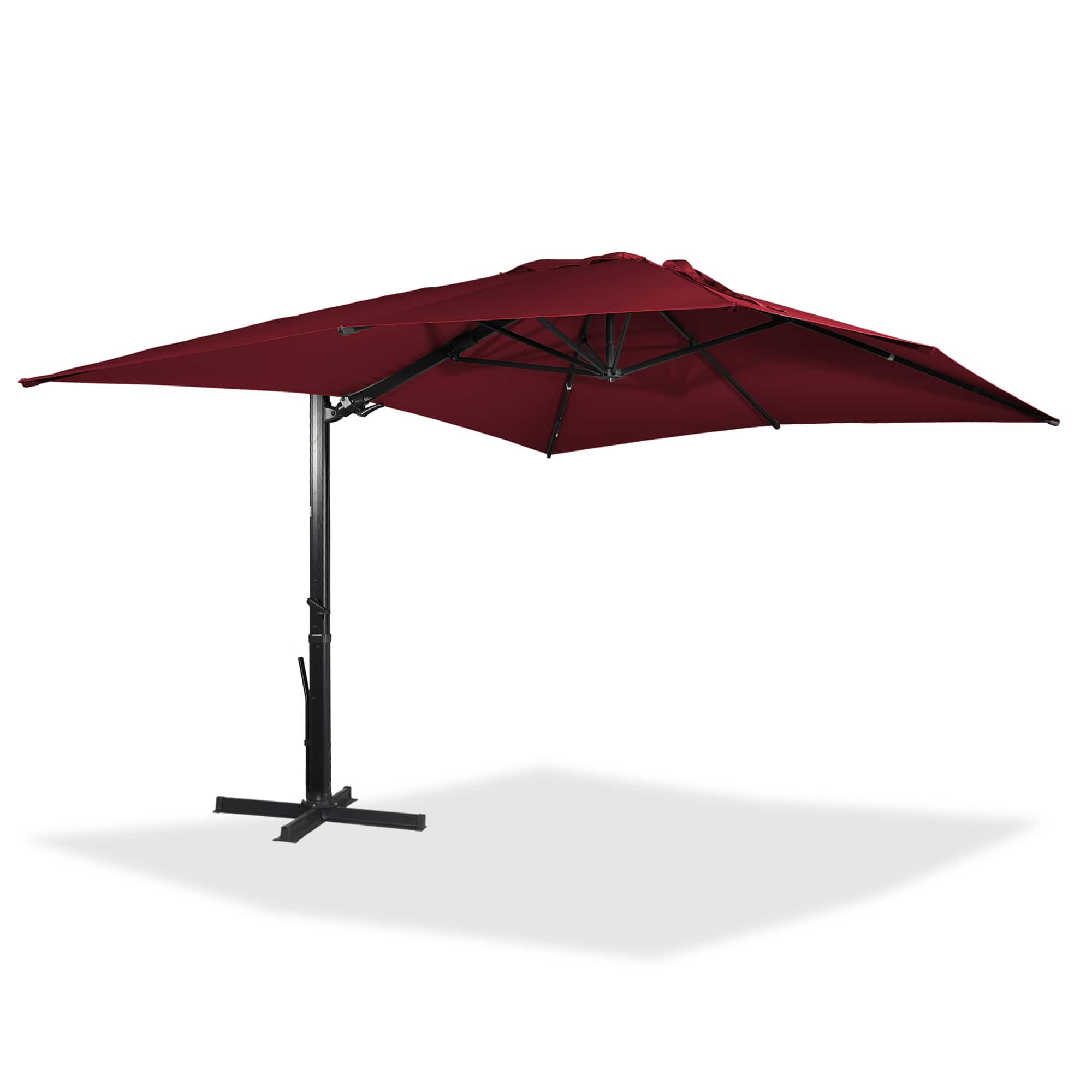 Mondawe - 10x13ft Patio Cantilever Umbrella Square Windproof Offset and Heavy Duty Sun Umbrella - Red