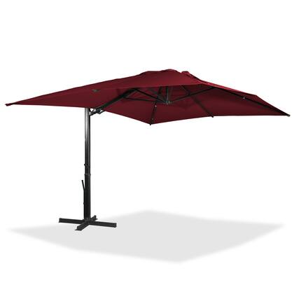 Front. Mondawe - 10x13ft Patio Cantilever Umbrella Square Large Offset Sun Umbrella with LED Light Panel - Red.