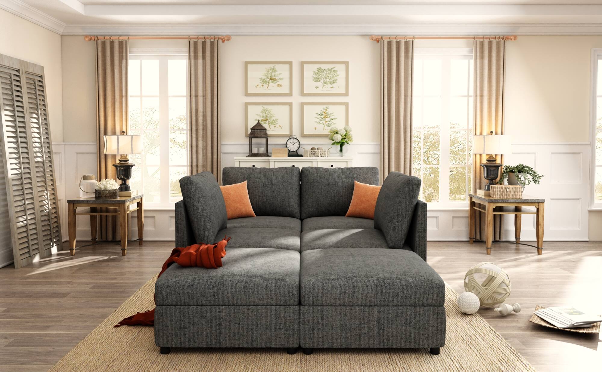 Alt View 1. TinyHomie - Modern Large Sectional Sofa U-Shape Modular Sectional Couch with Storage Function 123in Sofa Bed with Ottoman - Grey.
