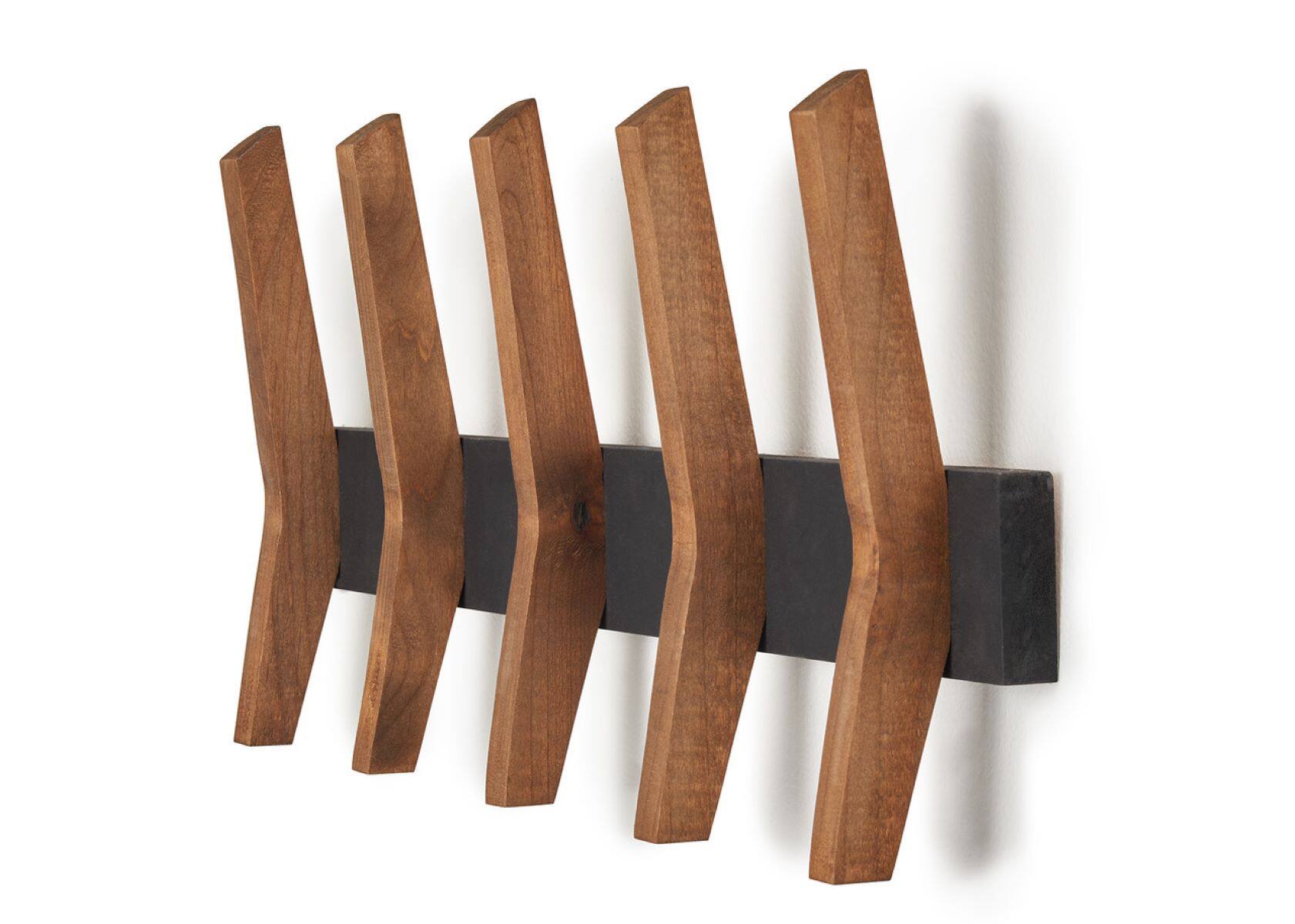 Alt View 13. TRINITY - DRAKESTONE Mid-Century Coat Rack w/ 5 Wooden Hooks Black - Black.