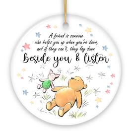 OrnamentallyYou - A Friend Lifts You Up or Stays Beside You Ornament Inspiring Pooh Bears Quote Christmas Gift - Multi-colored