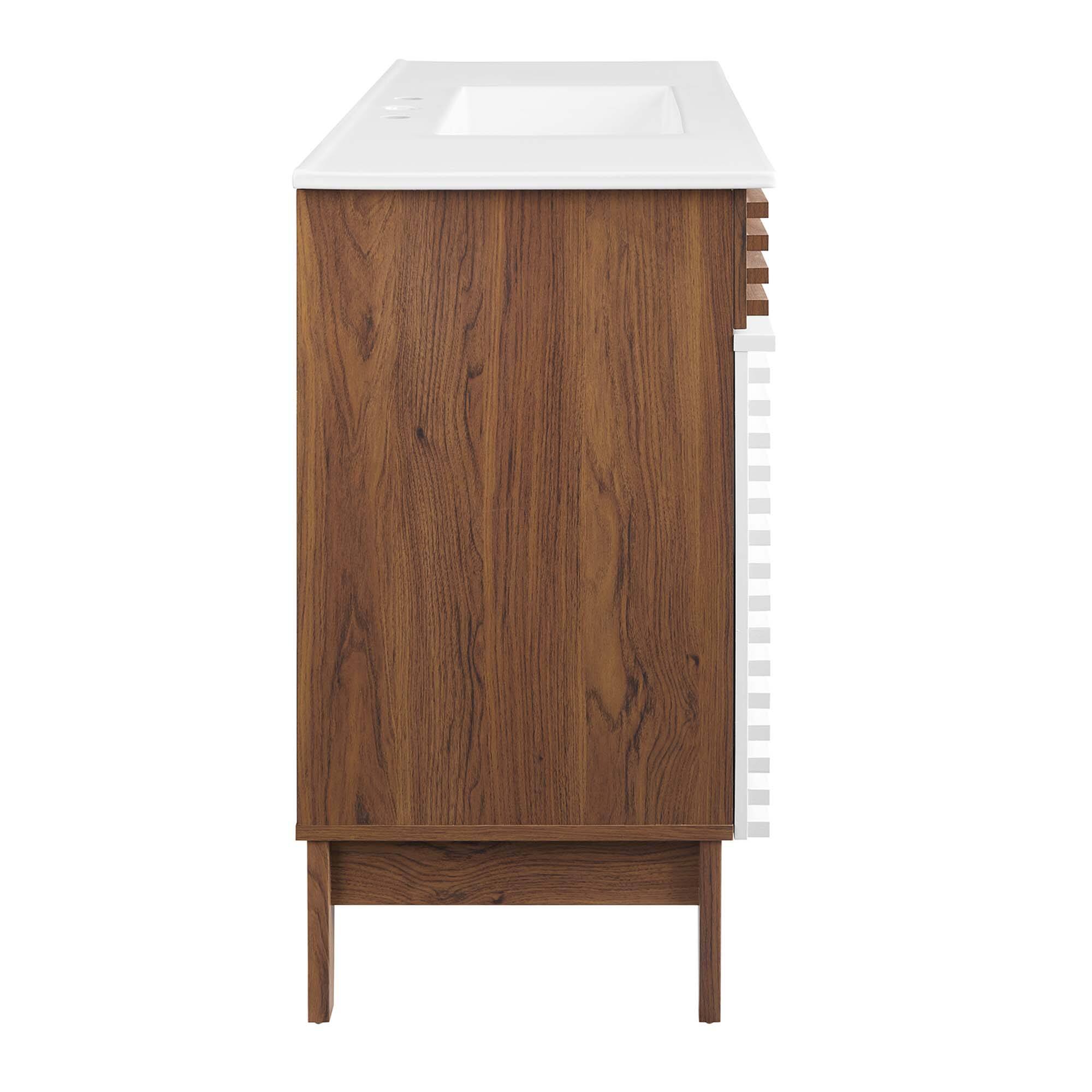 Alt View 1. Modway - Render 48" Bathroom Vanity with White Basin Included - White Walnut White.