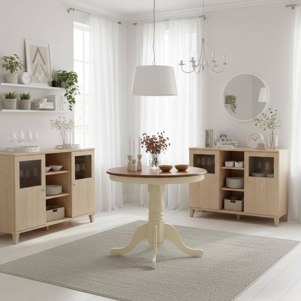 Back. FurniFact - Small Dining Table - Brown.