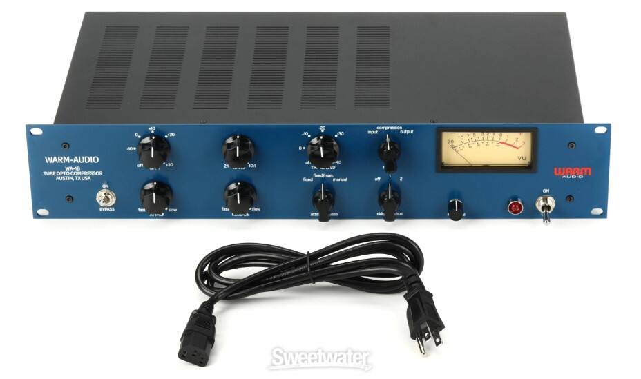 WARM-AUDIO WA-18 TUBE OPTO COMPRESSOR  
AUSTIN, TX USA  

compression  
input output  
20 10 5 3 2 7  

-10 +10 20 N0 o 20 30  

feedman manual off 30 21 101 of 40 Th LD  

VU  

ON BYPASS  

Sweetwater