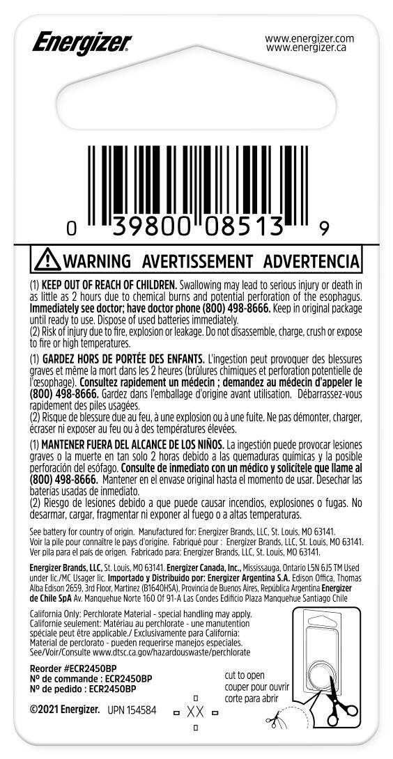 Alt View 1. Energizer - 2450 Lithium Coin Battery, 1 Pack - Silver.