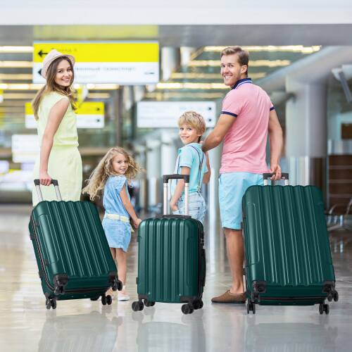 Alt View 10. Winado - 3-Piece 20in 24in 28in Lightweight ABS Hardside Hardshell Carry-On Luggage Set with Spinner Wheels and Combination Lock - Green.