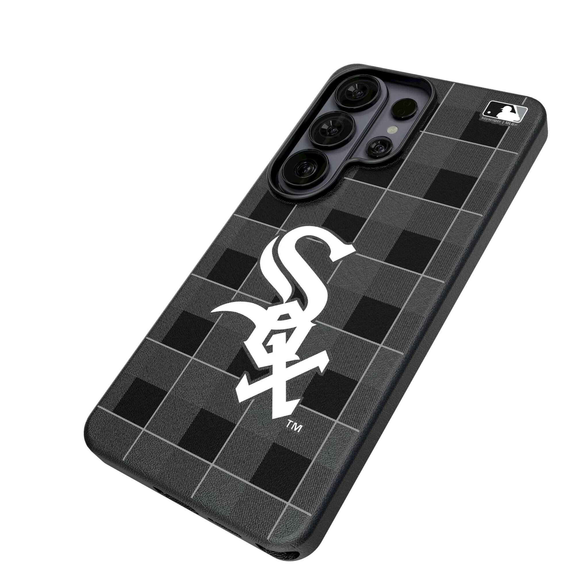 Alt View 1. Keyscaper - Chicago White Sox Plaid Galaxy Magnetic Bump Case - S26 Ultra - Black.