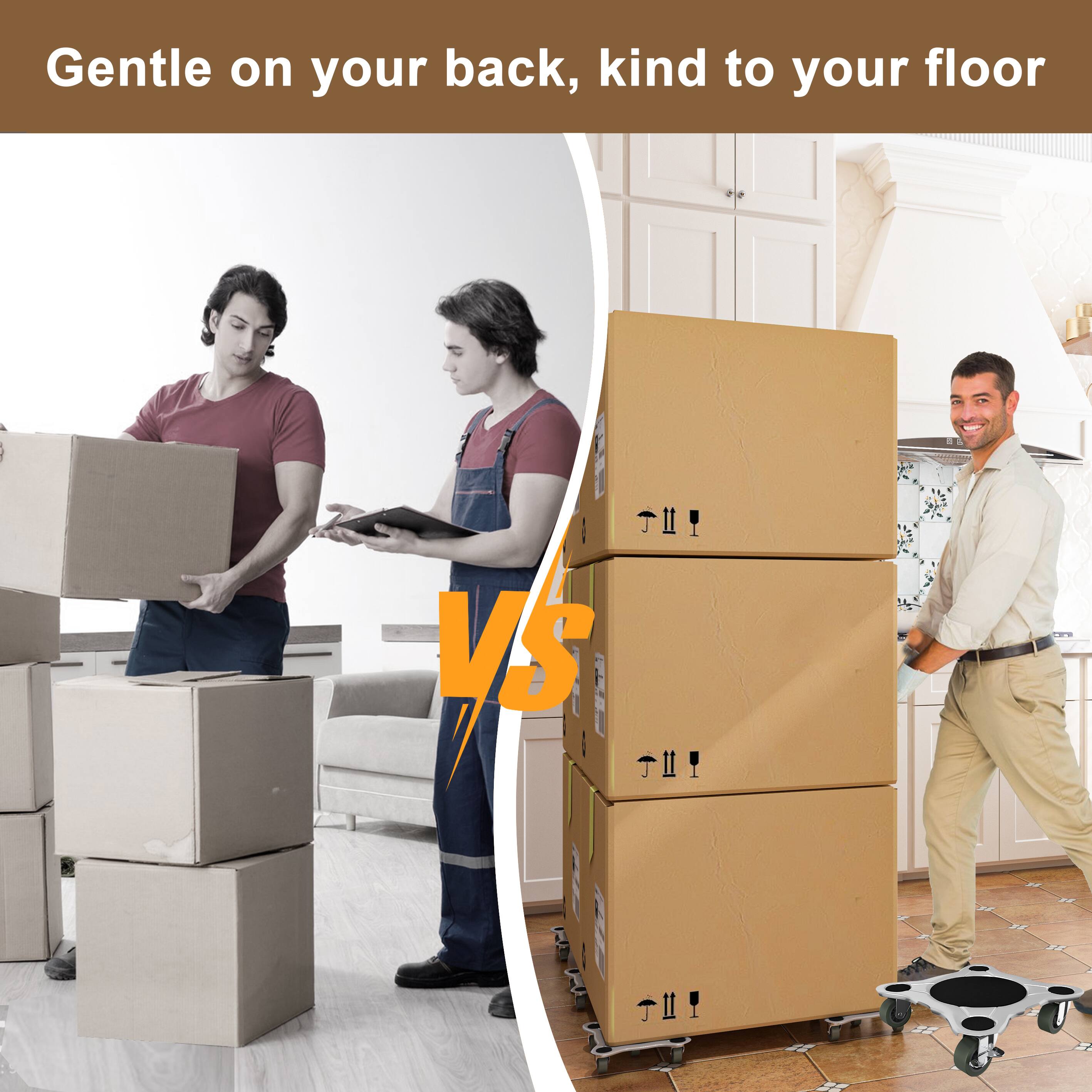 Gentle on your back, kind to your floor

VS

Gentle on your back, kind to your floor