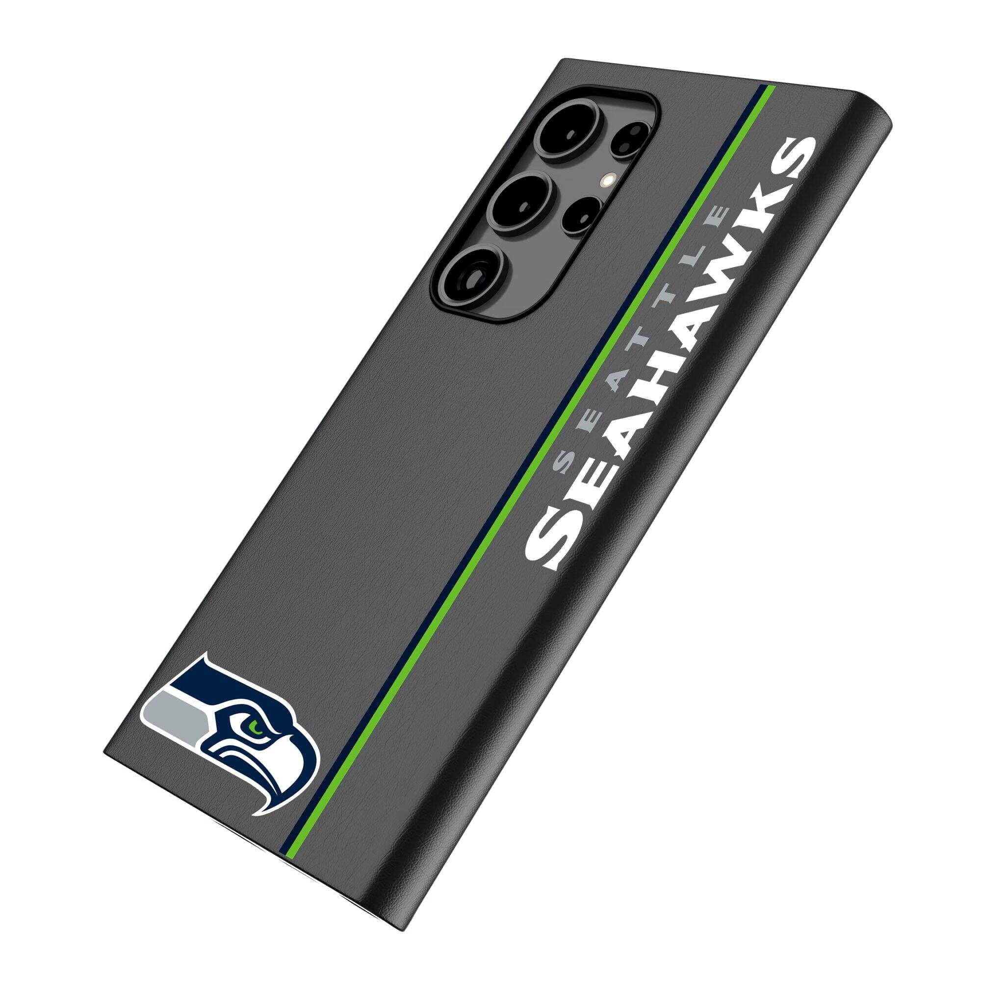 Alt View 1. Keyscaper - Seattle Seahawks Galaxy Magnetic Bump Case - S25 Plus - Black.