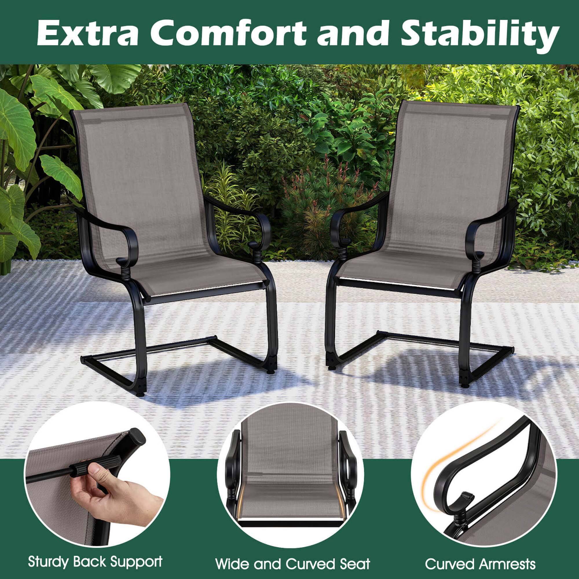 Extra Comfort and Stability: Sturdy Back Support, Wide and Curved Seat, Curved Armrests.