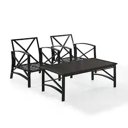 Crosley Furniture - Kaplan 3Pc Outdoor Chair Set - Coffee Table & 2 Chairs - Oatmeal