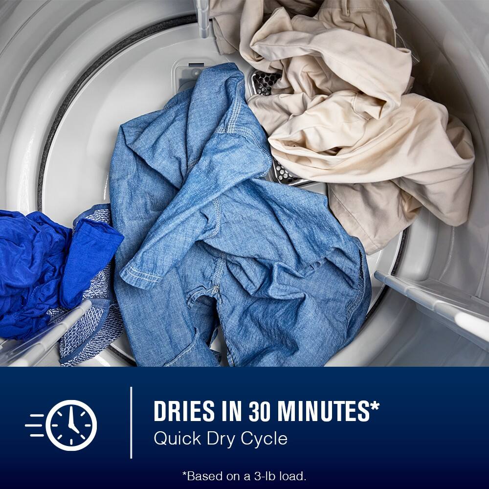 DRIES IN 30 MINUTES*  
Quick Dry Cycle  
*Based on a 3-lb load.