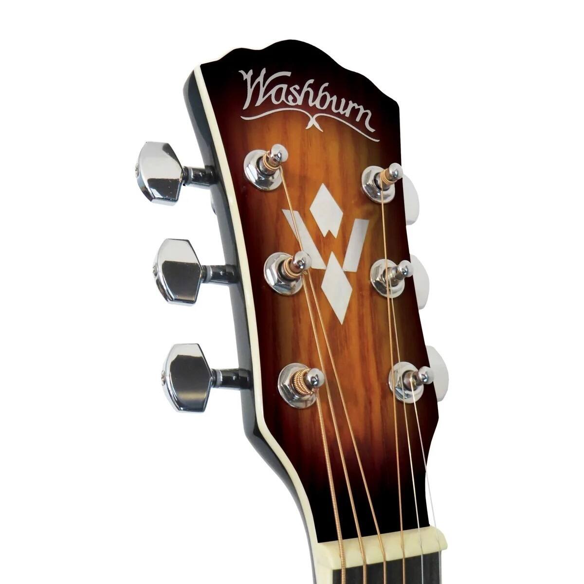 Angle. Washburn - Washburn 6-String Right-Handed Acoustic Guitar Pack (Tobacco Burst) - Tobacco Burst.