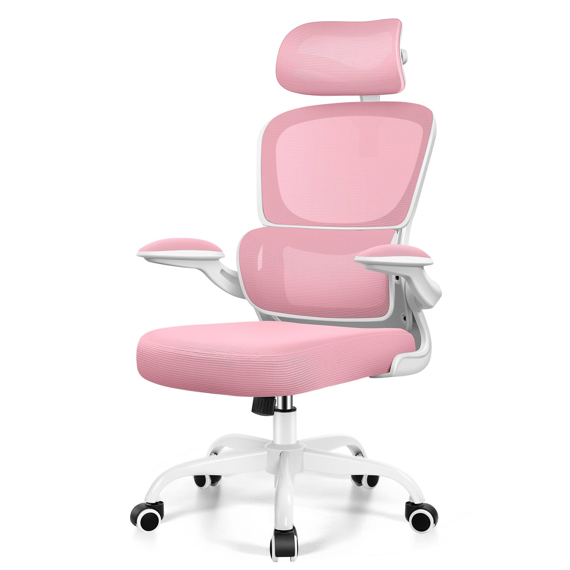 Alt View 3. KERDOM - High Back Ergonomic Office Chair, Breathable Mesh Desk Chair with Lumbar Support, Flip-up Arms, Computer Gaming Chair - Pink.