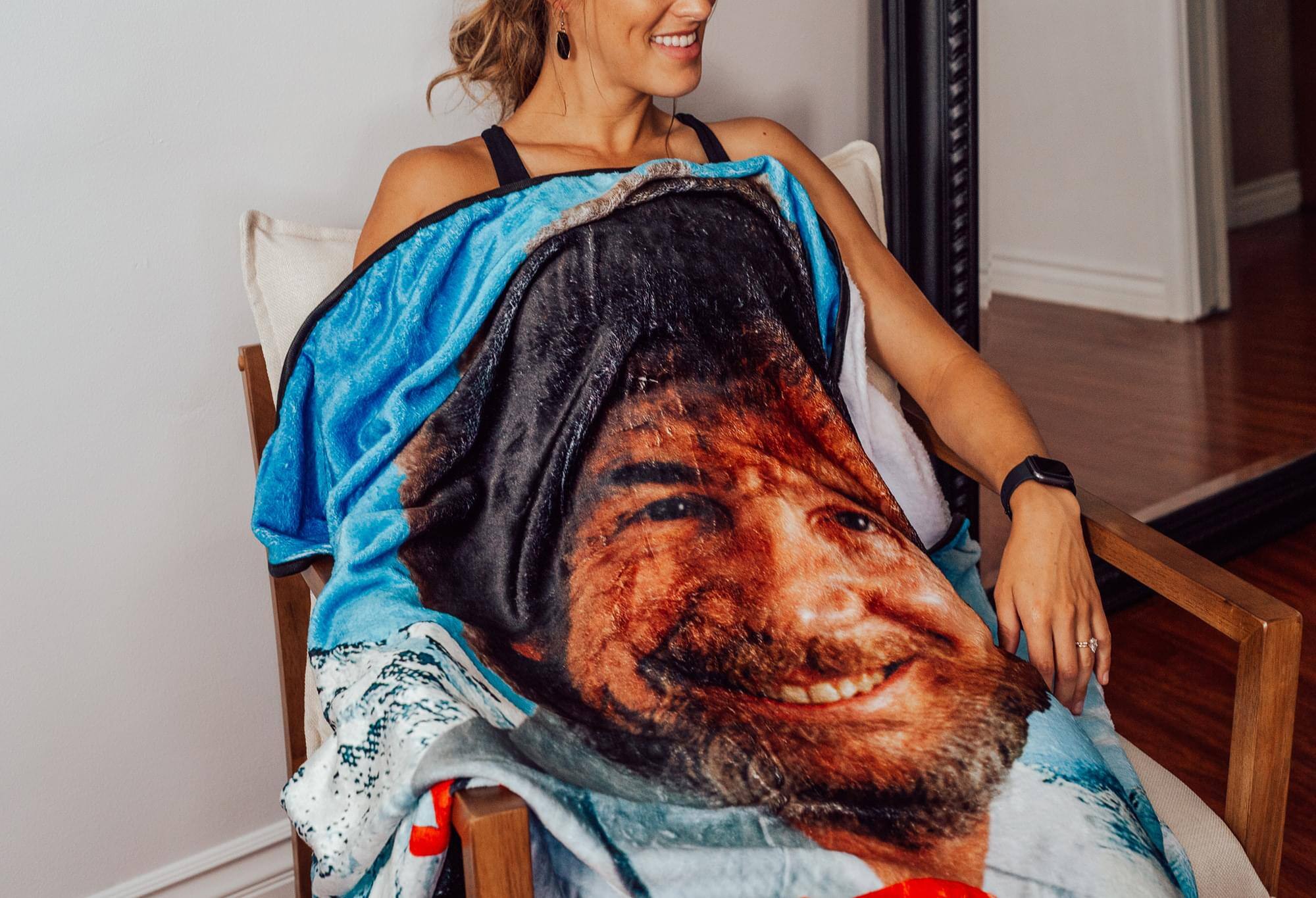 Alt View 4. Surreal Entertainment - Bob Ross Design Soft and Cozy Throw Size Fleece Plush Blanket | 45 x 60 Inches - Blue.