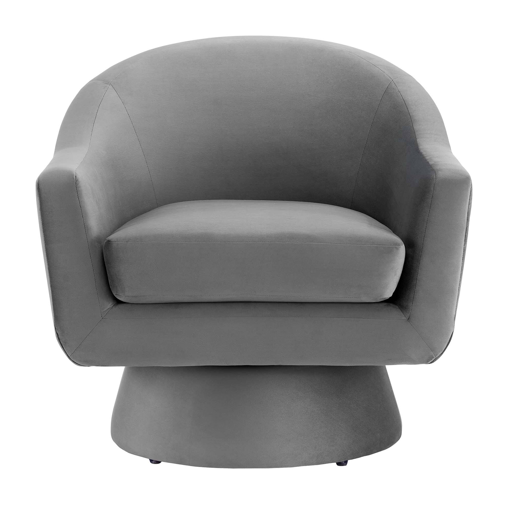 Alt View 4. Modway - Astral Performance Velvet Fabric and Wood Swivel Chair by Modway - Gray.