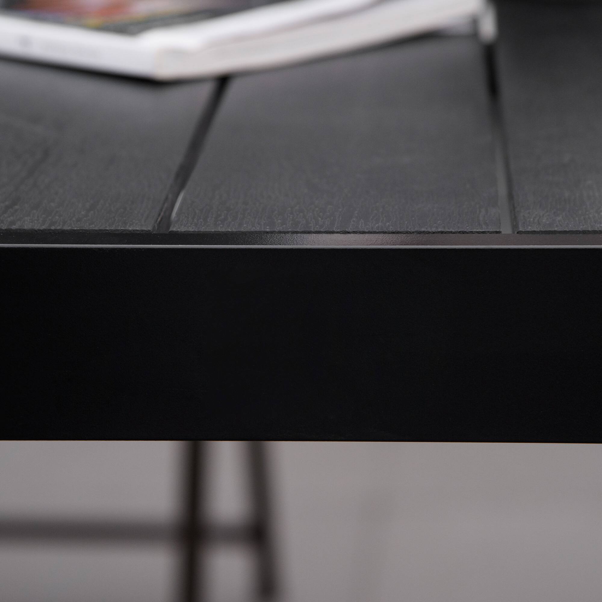 Alt View 8. Outsunny - 75" x 35" Outdoor Dining Table for 8 People, Rectangular Aluminum Frame Garden Table with All-Weather Faux Wood Top - Black.