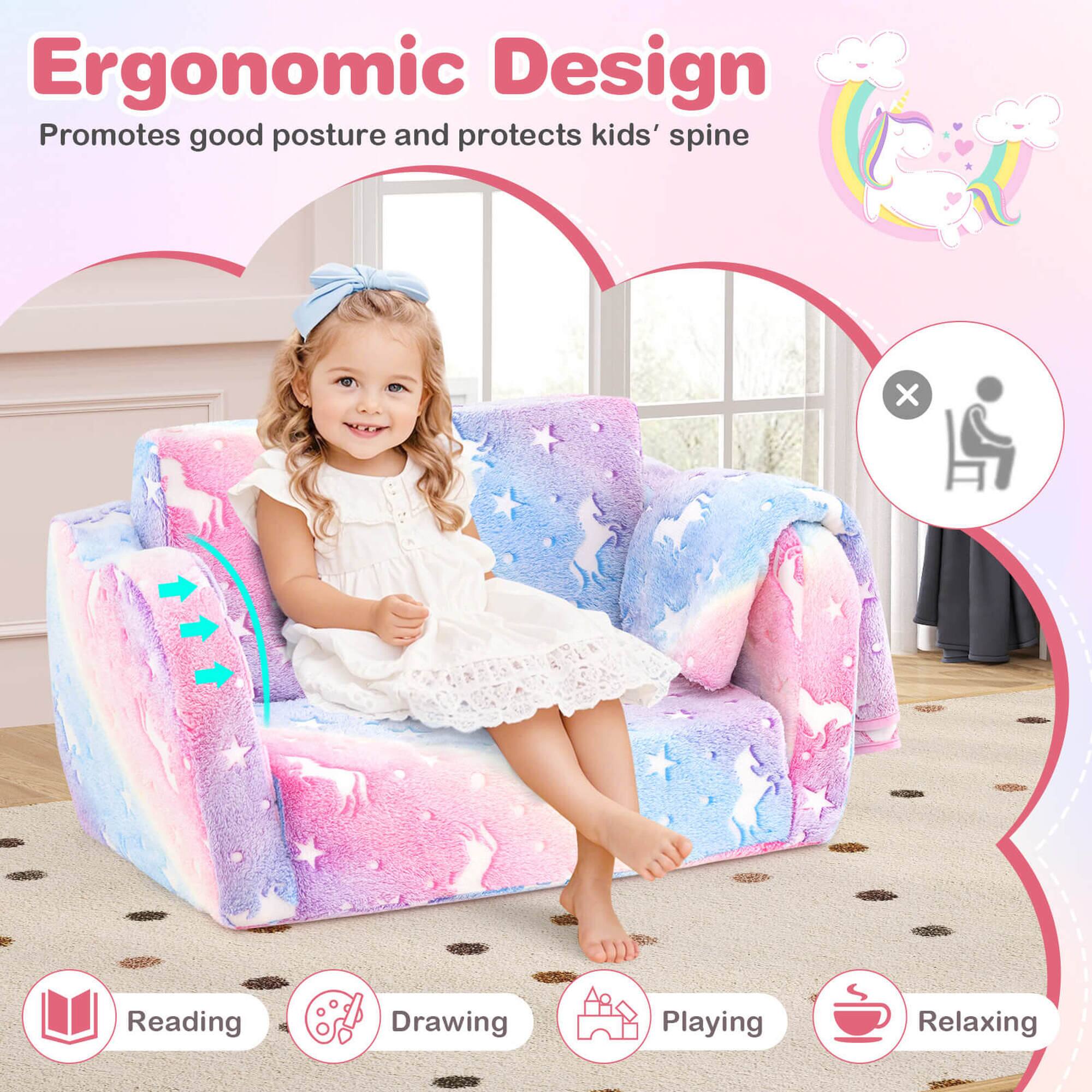 Ergonomic Design  
Promotes good posture and protects kids' spine  

Reading  
Drawing  
Playing  
Relaxing