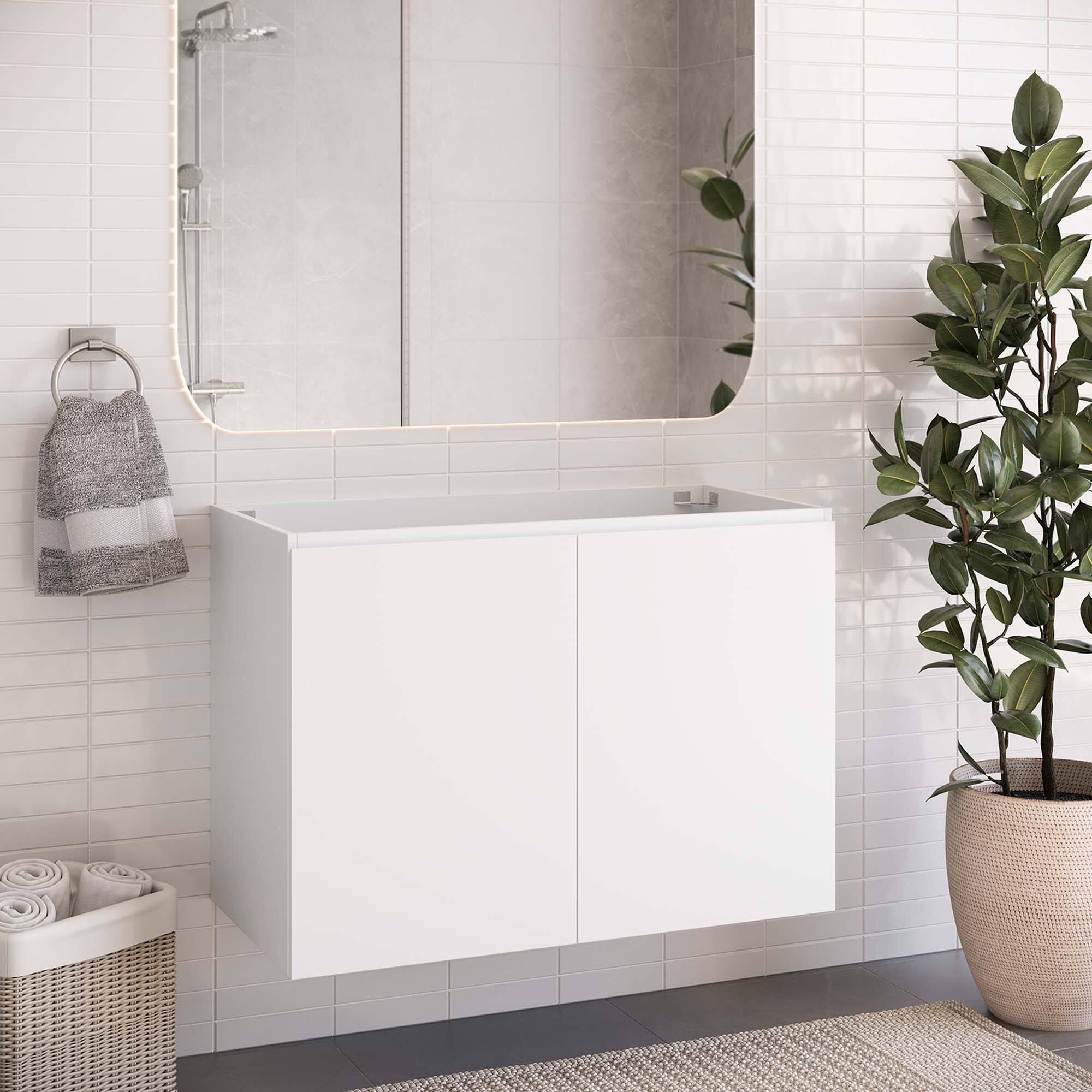 Back. Modway - Bryn Wall-Mount Bathroom Cabinet Basin Not Included - White.