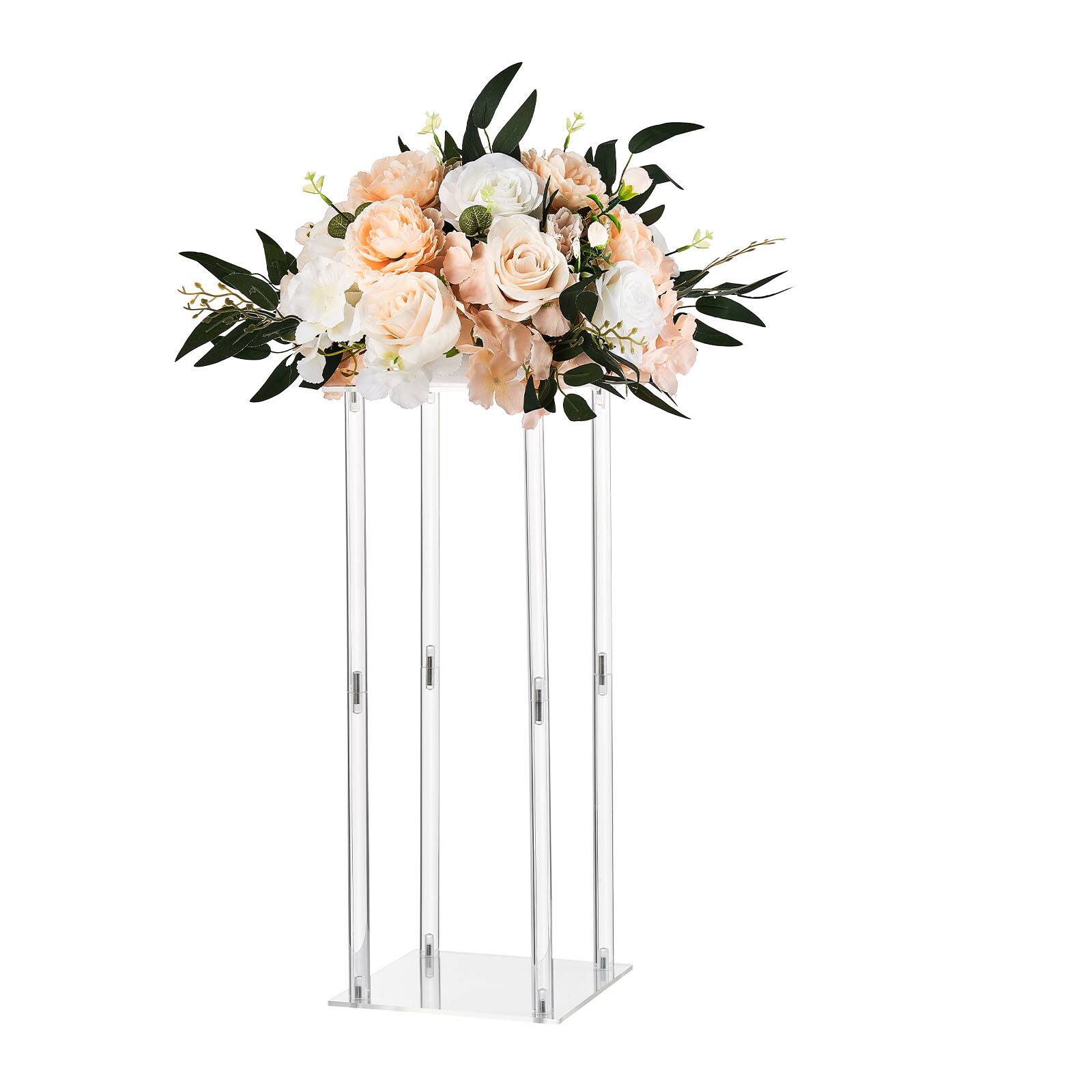 Alt View 5. VEVOR - Wedding Flower Stand, 10PCS 19.69-inch Column Flower Stand, Floral Stands with Acrylic Laminate, Cylindrical Cubic - Transparent.