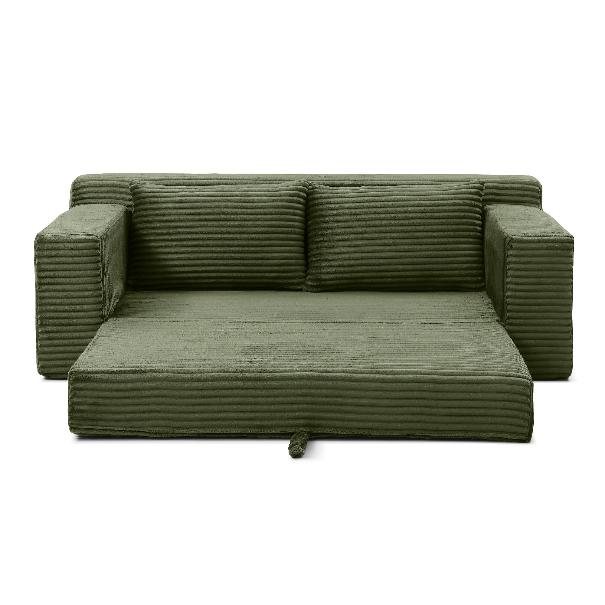 Alt View 7. Trinkets Crazed - Memory Foam Cloud Loveseat Sofa,2 in 1 Convertible Folding Couch Bed,No Assembly Compressed Corduroy Floor Lounge Sofa - Green.