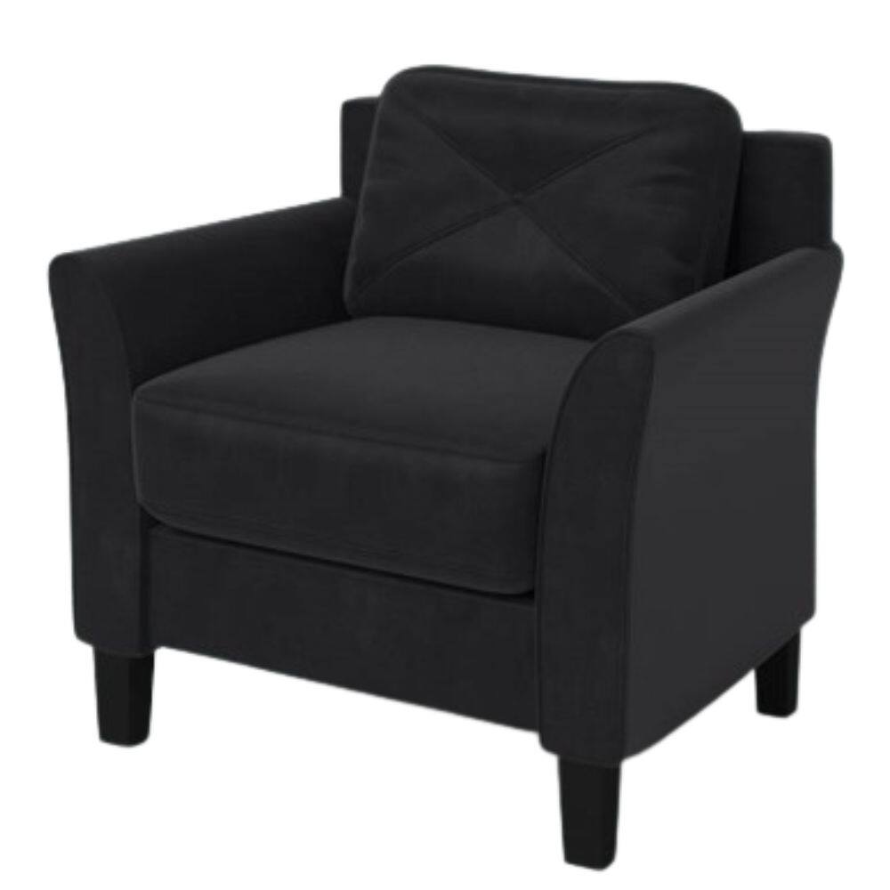 Hivvago - Black Microfiber Upholstered Armchair Flared Arm Chair with Tufted Back Cushion - Black