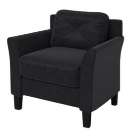 Hivvago - Black Microfiber Upholstered Armchair Flared Arm Chair with Tufted Back Cushion - Black
