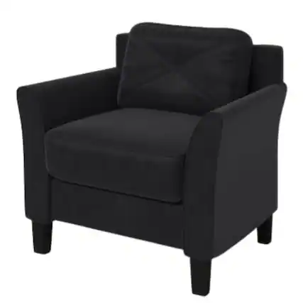 Front. Hivvago - Black Microfiber Upholstered Armchair Flared Arm Chair with Tufted Back Cushion - Black.