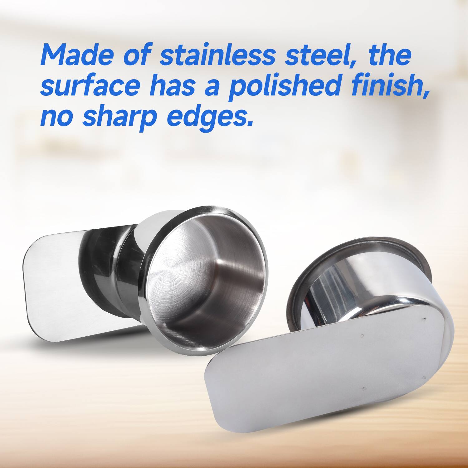 Made of stainless steel, the surface has a polished finish, no sharp edges.