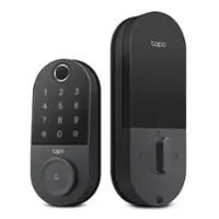 TP-Link - Tapo DL110 Smart Wi-Fi Deadbolt Lock - Lock/Unlock using Keypad, App, or Fingerprint Recognition - Replaces Most Locks - Black - Front_Zoom