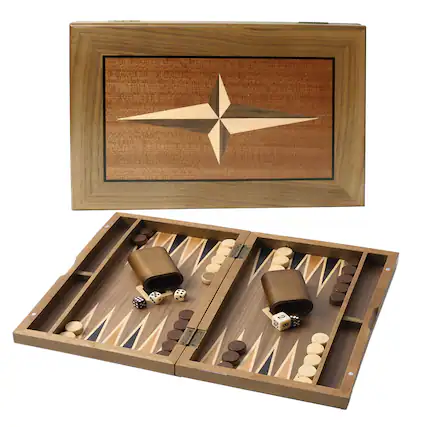 Front. GSE Games & Sports Expert - Premium Magnetic Wooden Folding Inlay Backgammon Board Game Set (Star-11").