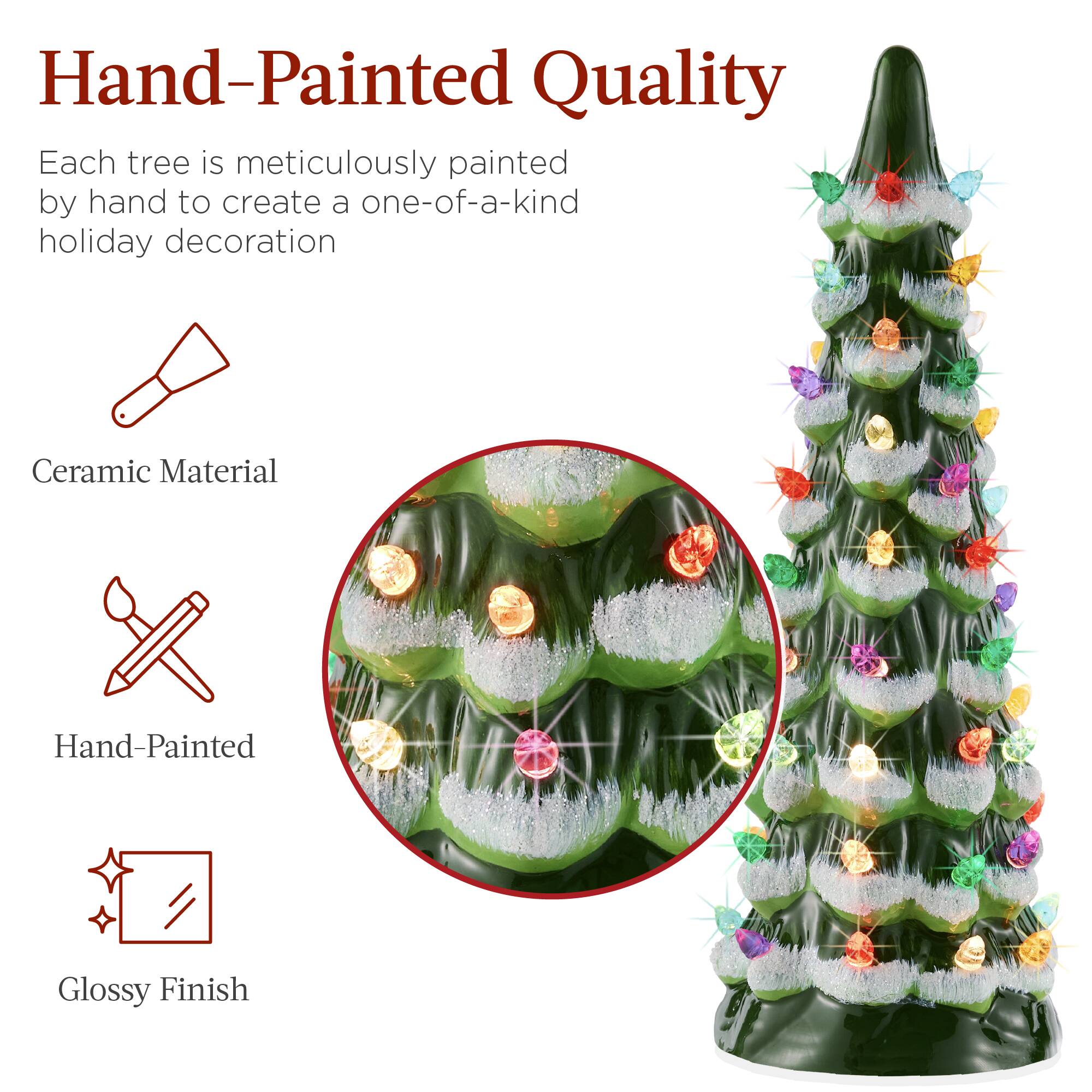Hand-Painted Quality

Each tree is meticulously painted by hand to create a one-of-a-kind holiday decoration

- Ceramic Material
- Hand-Painted
- Glossy Finish