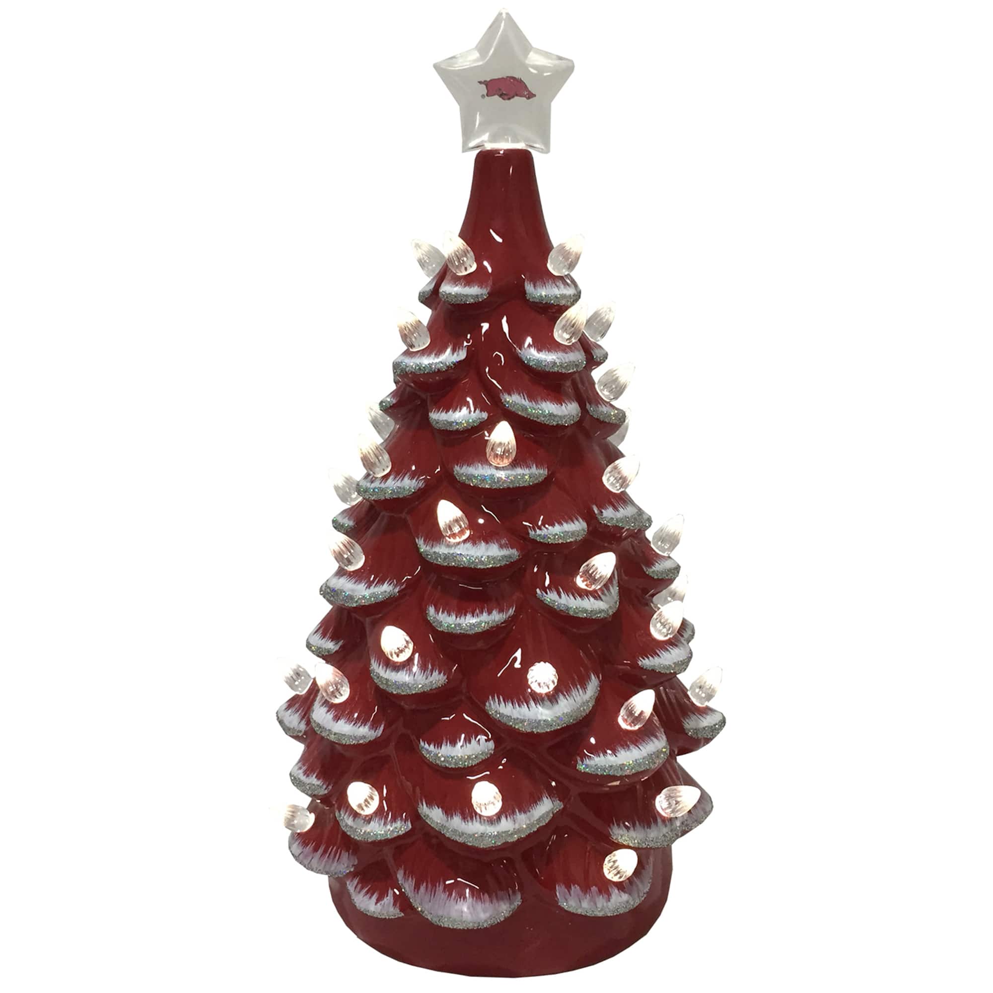 Santa's Workshop - /Black Arkansas Razorbacks 14'' Ceramic Tree - Cardinal
