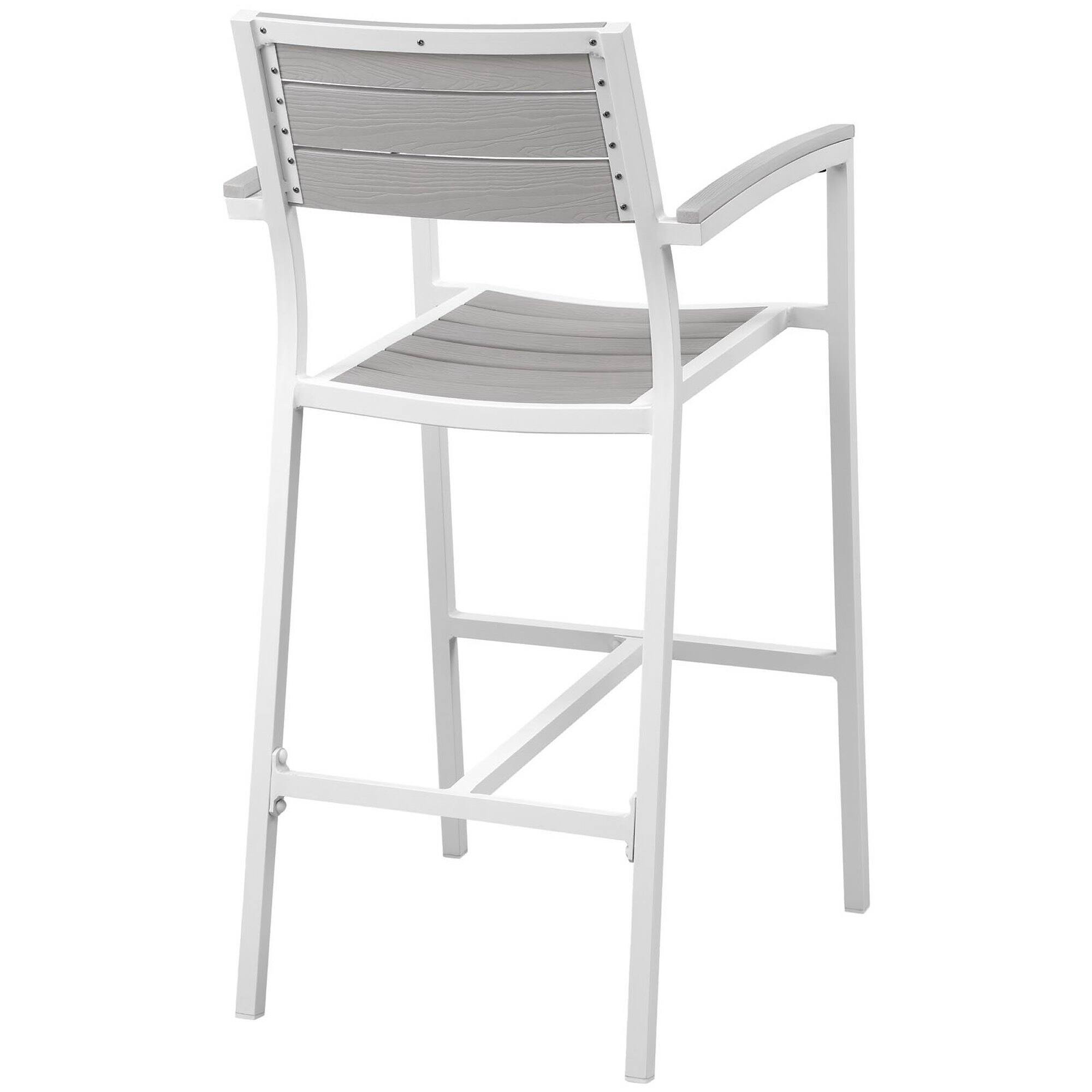 Left. Modway - Maine Outdoor Patio Bar Stool by Modway - White Light Gray.