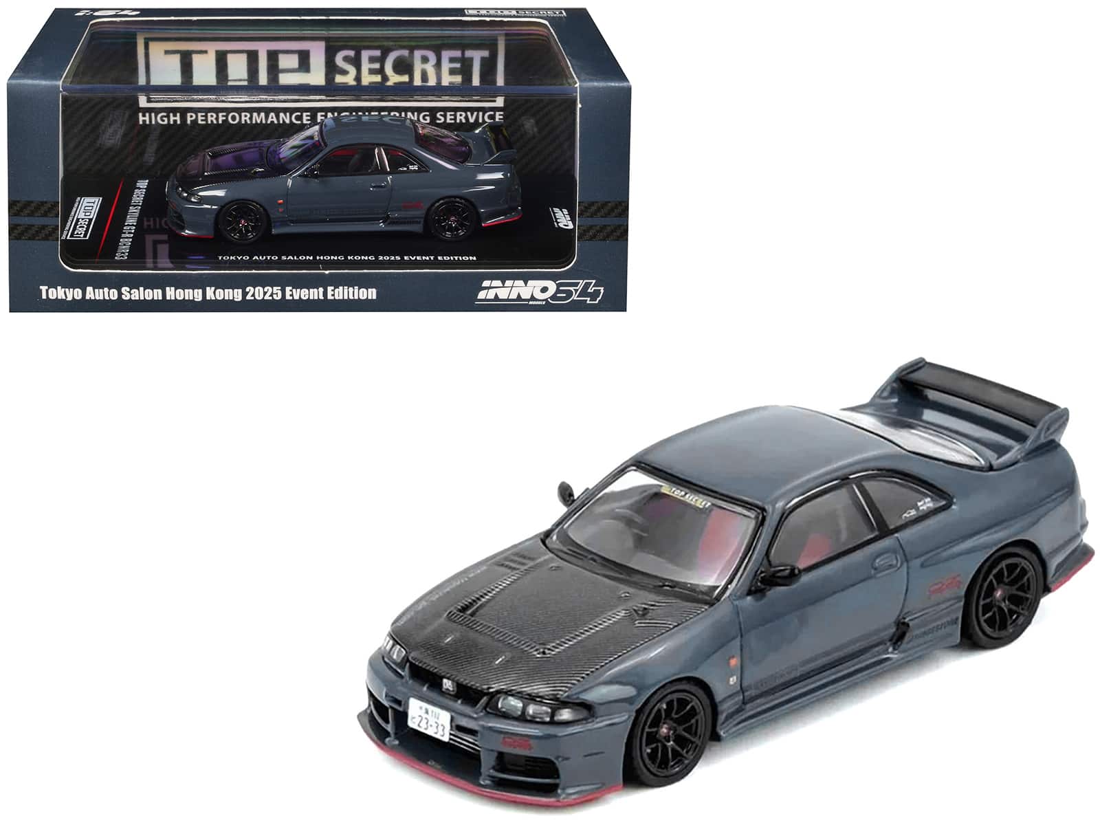"Nissan Skyline GT-R (BCNR33) Stealth Gray w/Carbon Hood ""Tokyo Auto Salon Hong Kong 2025"" 1/64 Model Car by Inno Models" price history on PriceWatchPro