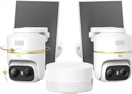 eufy - eufyCam C37 2-Cam Kit with HomeBase Mini, 4K Solar Security Cameras, 360 PTZ AI Tracking, No Monthly Fee - White